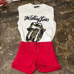 Rock & Republic Red Cuffed Jean Shorts